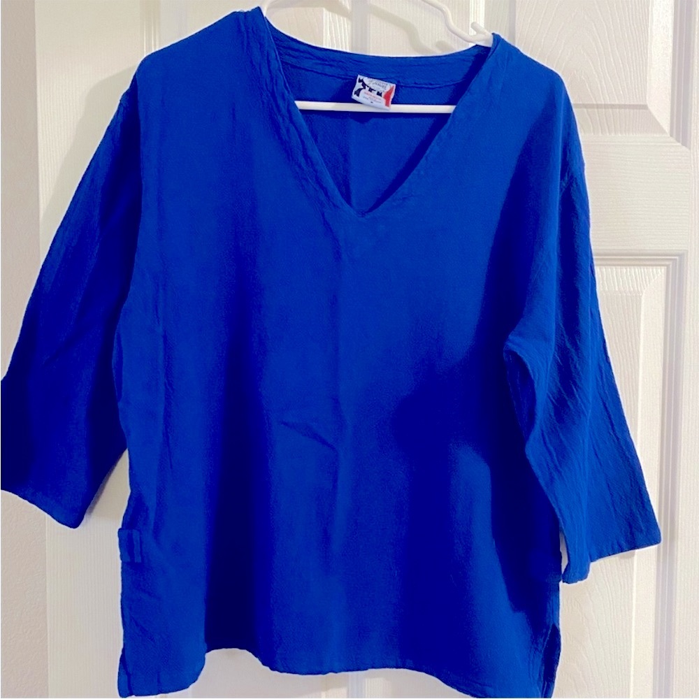 Blue Boxy Linen Top
